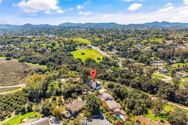 drone / aerial view with a mountain view