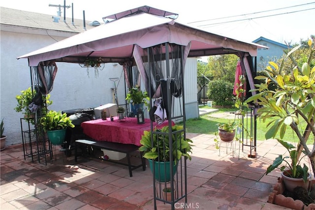 view of patio featuring a gazebo