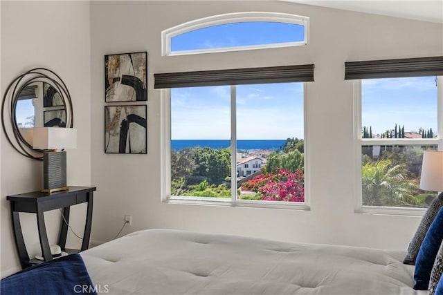 bedroom with a water view