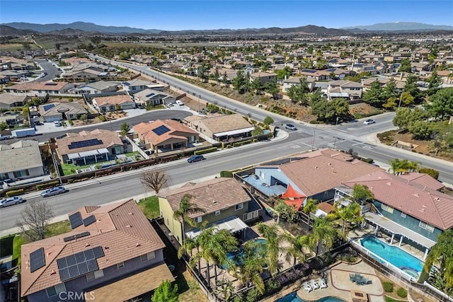 drone / aerial view with a mountain view and a residential view