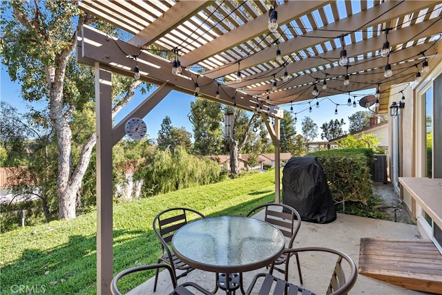 view of patio / terrace featuring outdoor dining space and a pergola