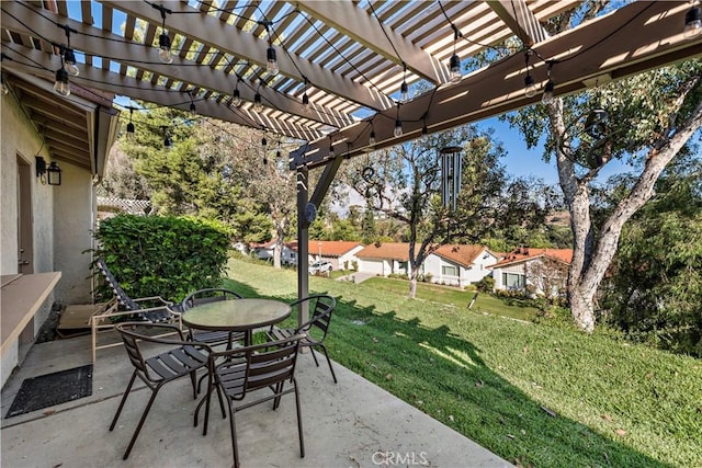 view of patio / terrace featuring outdoor dining space and a pergola