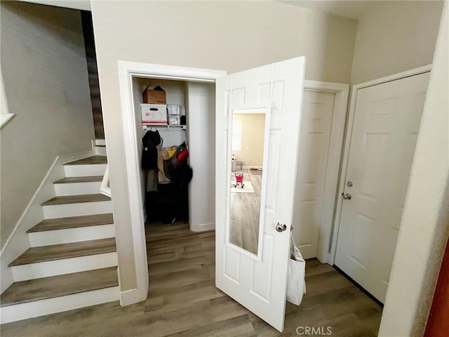 staircase featuring wood finished floors