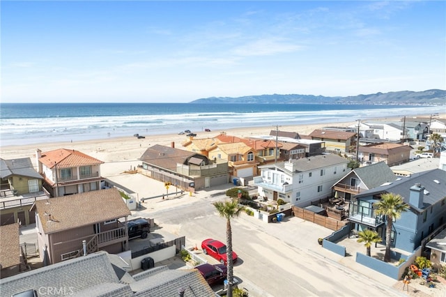 aerial view featuring a residential view and a beach view