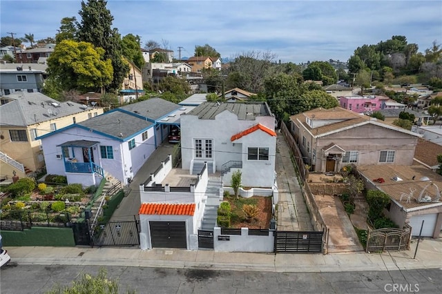 aerial view with a residential view