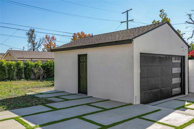 view of detached garage