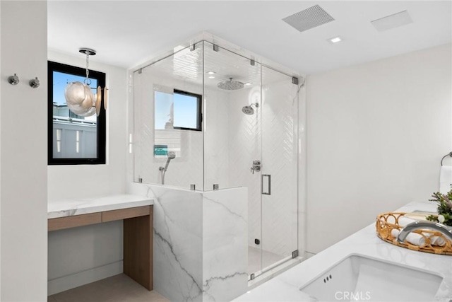 20 Balboa Cvs, Newport Beach, CA 92663 - bathroom with vanity and a marble finish shower