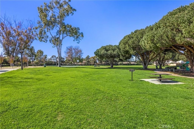 view of home's community with a yard