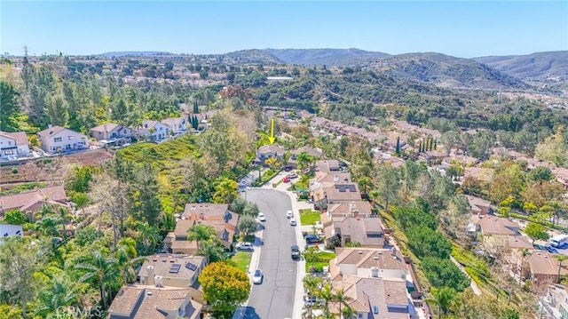 drone / aerial view with a mountain view and a residential view