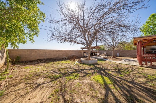 view of yard with a patio area and a fenced backyard