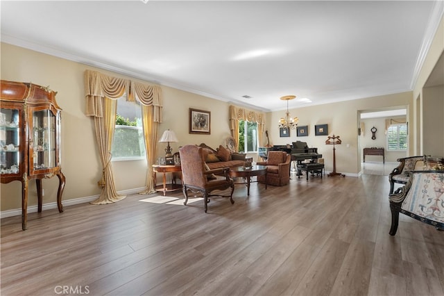 living area with plenty of natural light and light wood finished floors