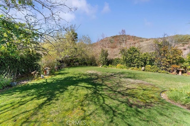 view of yard featuring a mountain view