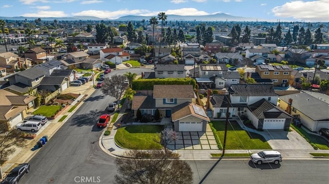 aerial view with a residential view and a mountain view