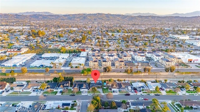 bird's eye view with a mountain view and a residential view