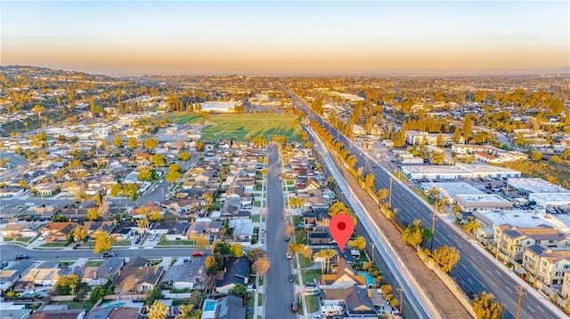 drone / aerial view with a residential view