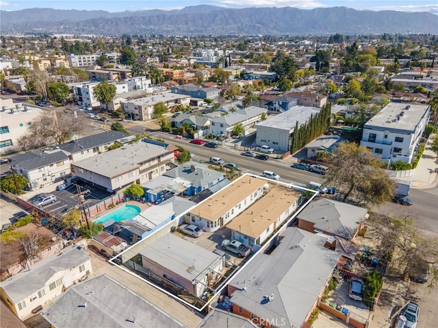 bird's eye view with a mountain view