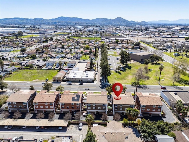 aerial view with a residential view and a mountain view