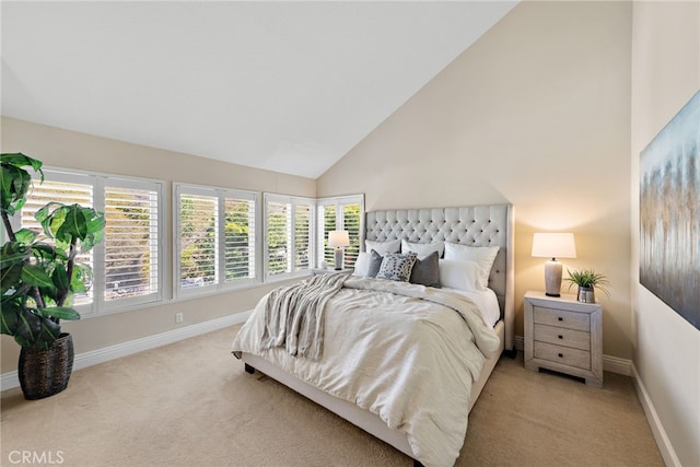2170 Via Teca Unit 63, San Clemente, CA 92673 - bedroom with carpet, baseboards, and high vaulted ceiling