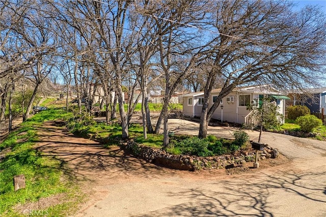 exterior space with dirt driveway