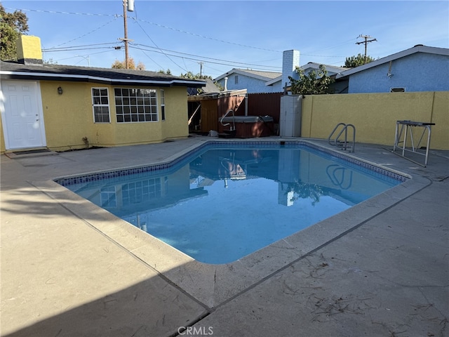 view of pool featuring a fenced in pool, a patio area, and fence