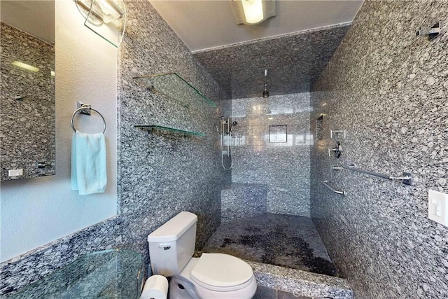 full bathroom with toilet and walk in shower