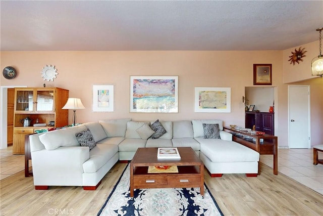 living room with light wood-type flooring