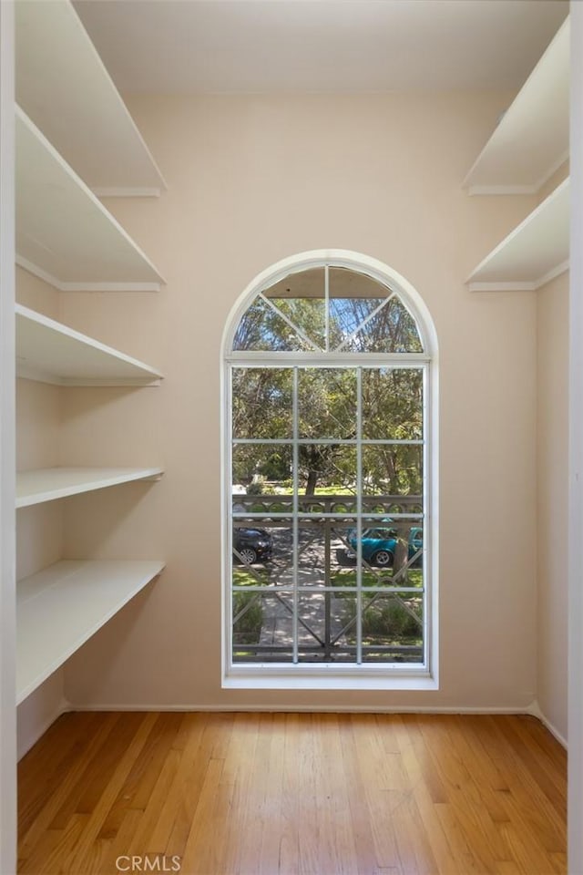 spacious closet featuring hardwood / wood-style flooring