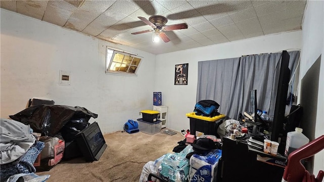 bedroom featuring a ceiling fan and carpet floors