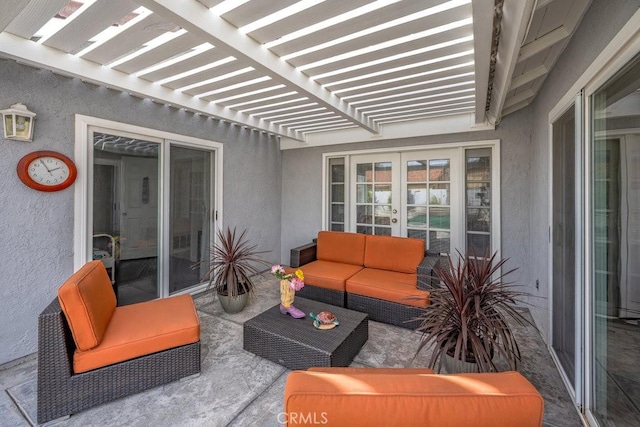 view of patio / terrace with a pergola and an outdoor hangout area