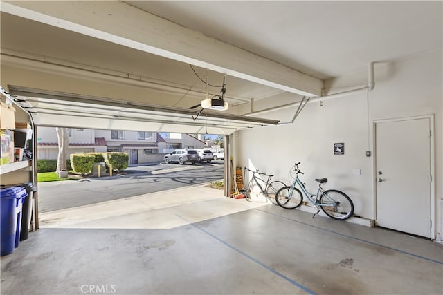 garage with a garage door opener