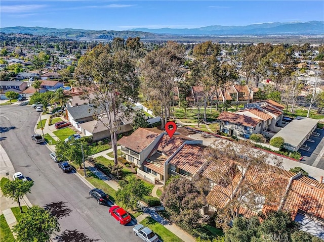 bird's eye view with a mountain view and a residential view