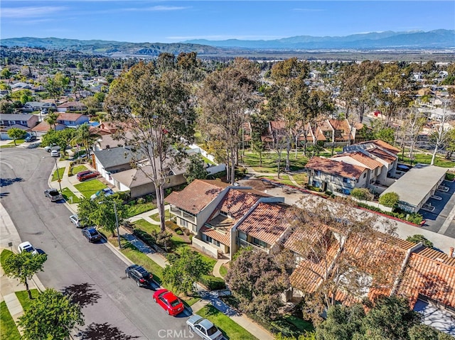 bird's eye view with a residential view and a mountain view