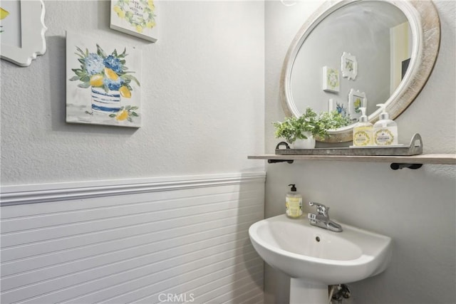 33971 Lily Rd, Yucaipa, CA 92399 - bathroom with a sink and wainscoting