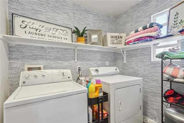 33971 Lily Rd, Yucaipa, CA 92399 - laundry area with washing machine and dryer and tile walls