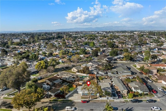 aerial view with a mountain view and a residential view