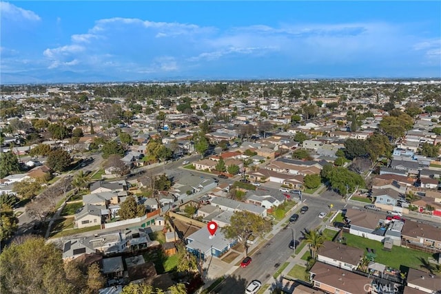 drone / aerial view with a residential view