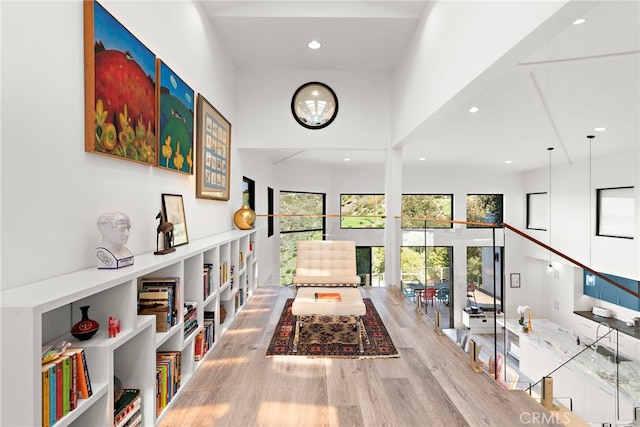 interior space featuring recessed lighting and wood finished floors