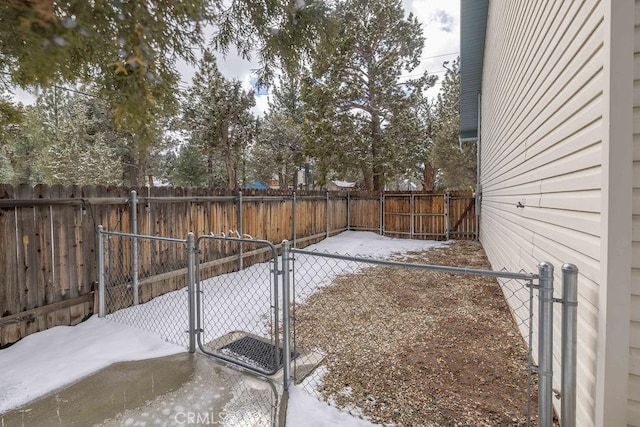 view of yard with a gate and a fenced backyard