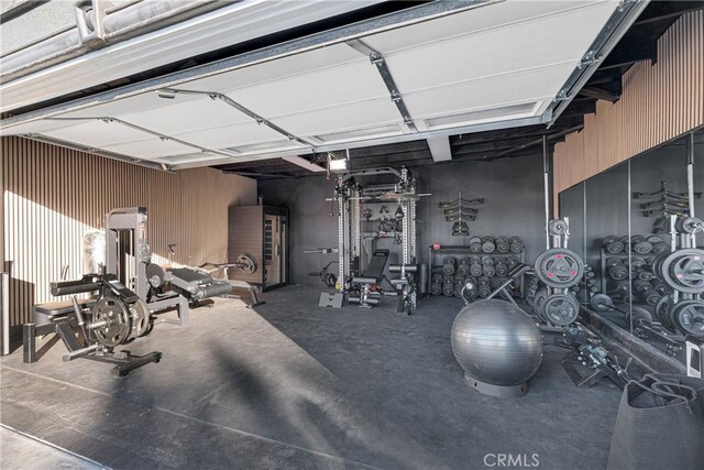 gym with a garage