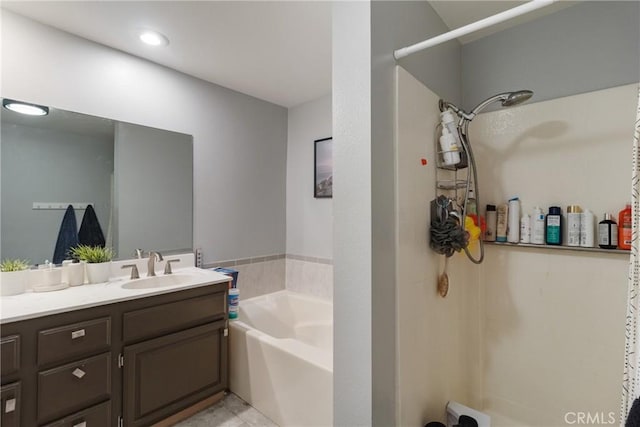 14039 Astoria St Unit 120, Sylmar, CA 91342 - bathroom with a garden tub, vanity, and a shower