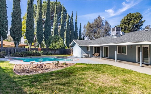 23187 Glendora Dr, Grand Terrace, CA 92313 - view of swimming pool with a patio and central AC unit