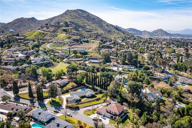 23187 Glendora Dr, Grand Terrace, CA 92313 - aerial view of property's location with mountains and nearby suburban area