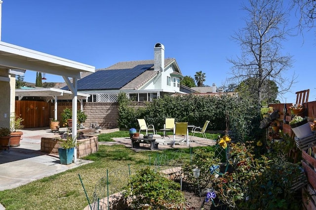 view of yard featuring a fenced backyard and a patio