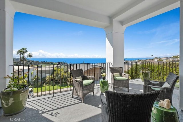 balcony with a water view