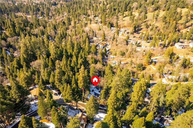 aerial view featuring a forest view