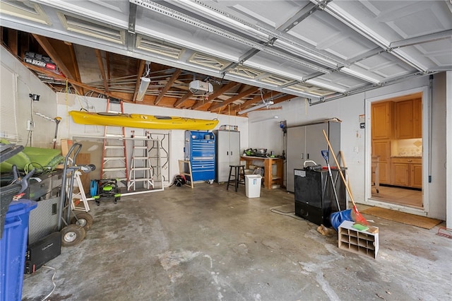 garage with a garage door opener