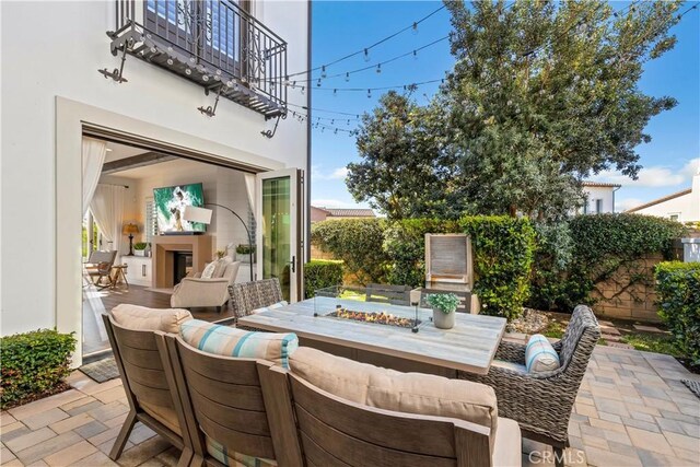 view of patio / terrace featuring outdoor dining area and fence