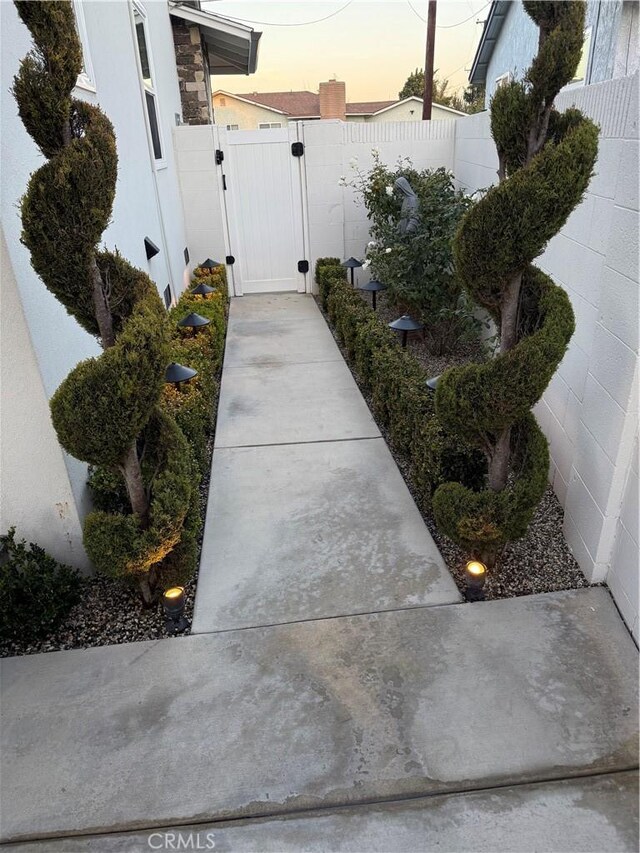 view of yard with fence and a gate