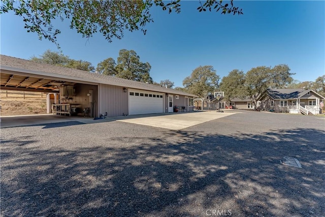 exterior space with a garage