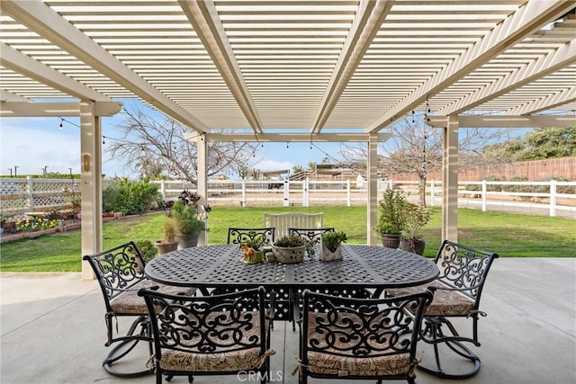 view of patio / terrace featuring outdoor dining area and a fenced backyard